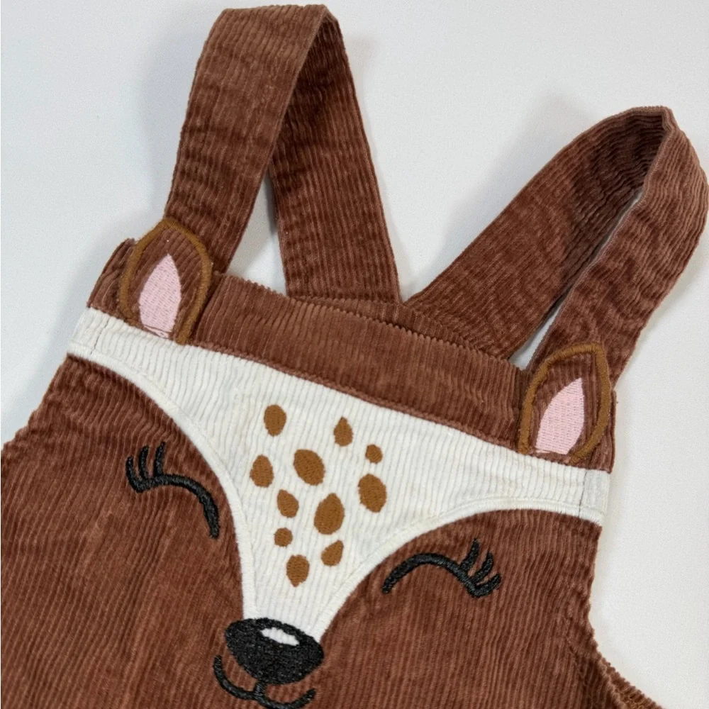 THE CHILDREN’S PLACE Girls Brown Corduroy Deer Jumper Dress Size‎ 4T